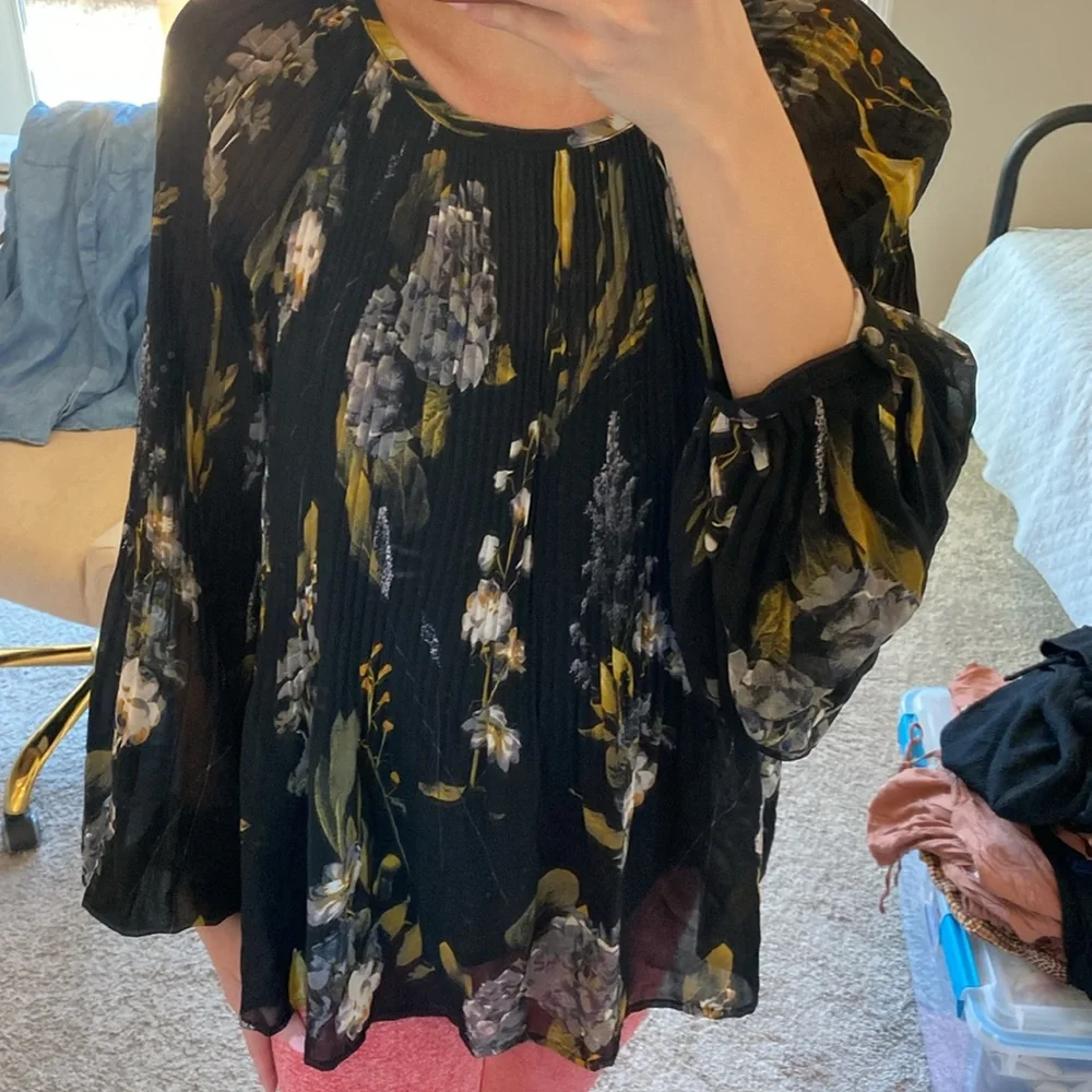 NWT sheer pleated blouse
